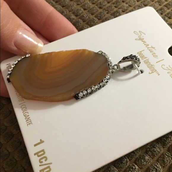 New Large Brown Genuine Stone Pendant Nickel Free - Picture 6 of 9